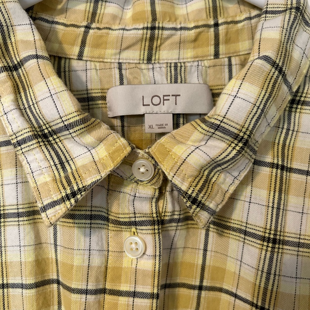 LOFT Yellow Plaid Women's Top - Picture 5 of 7